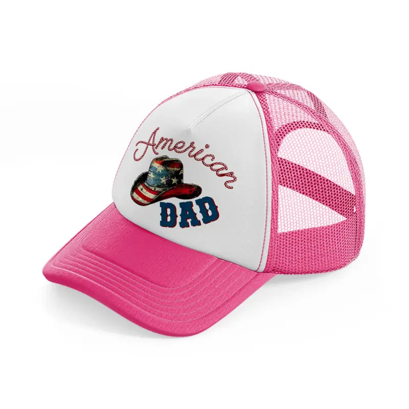 rustic american dad neon pink trucker hat