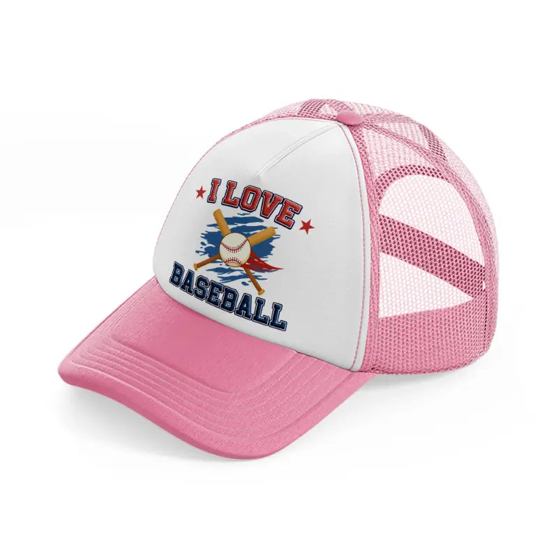 i love baseball pink and white trucker hat