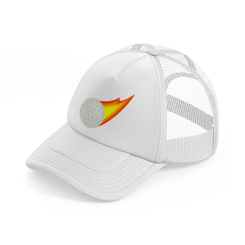 golf ball fire-white-trucker-hat