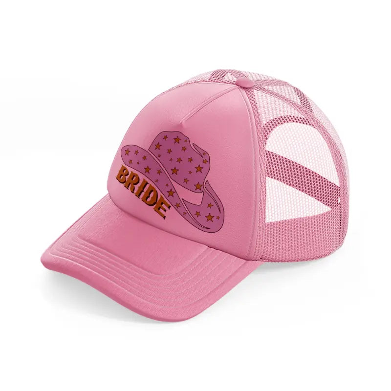 retro cowgirl hat bride pink trucker hat