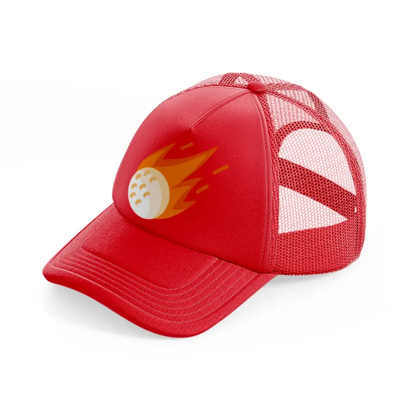 fire golf ball-red-trucker-hat