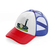 golf ball with stick-multicolor-trucker-hat