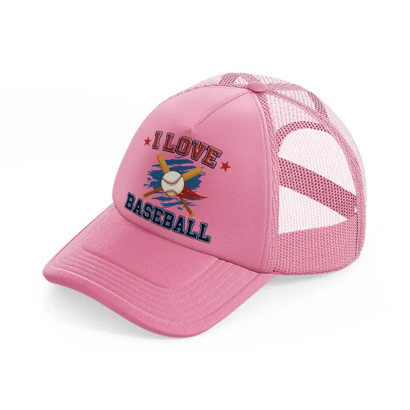 i love baseball-pink-trucker-hat