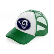 los angeles rams round badge-green-and-white-trucker-hat