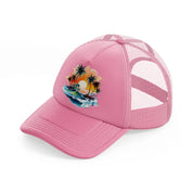 tropical waves-pink-trucker-hat