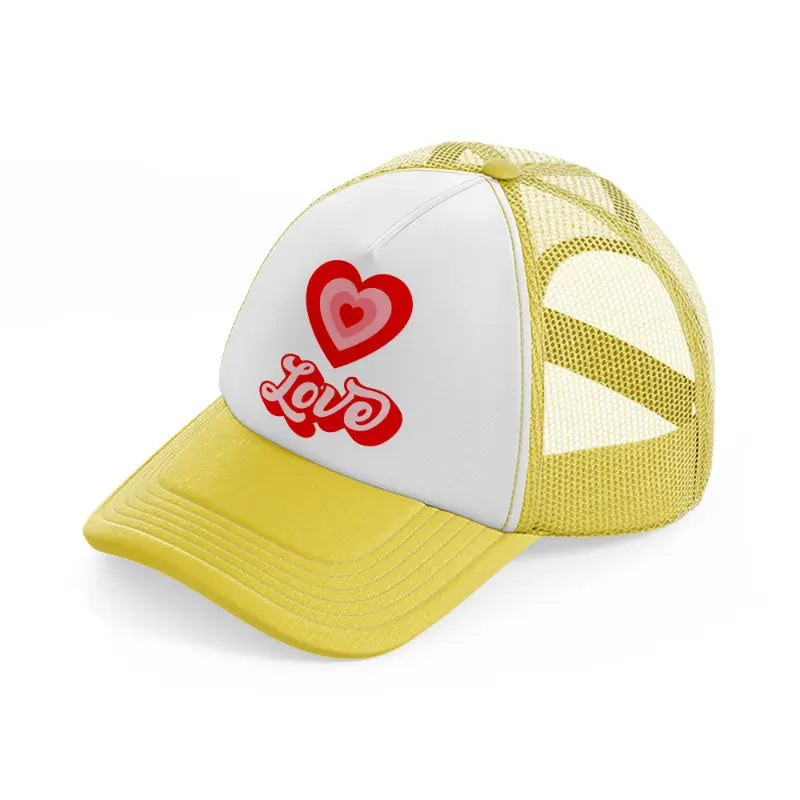 retro heart love yellow trucker hat