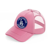 los angeles dodgers badge-pink-trucker-hat