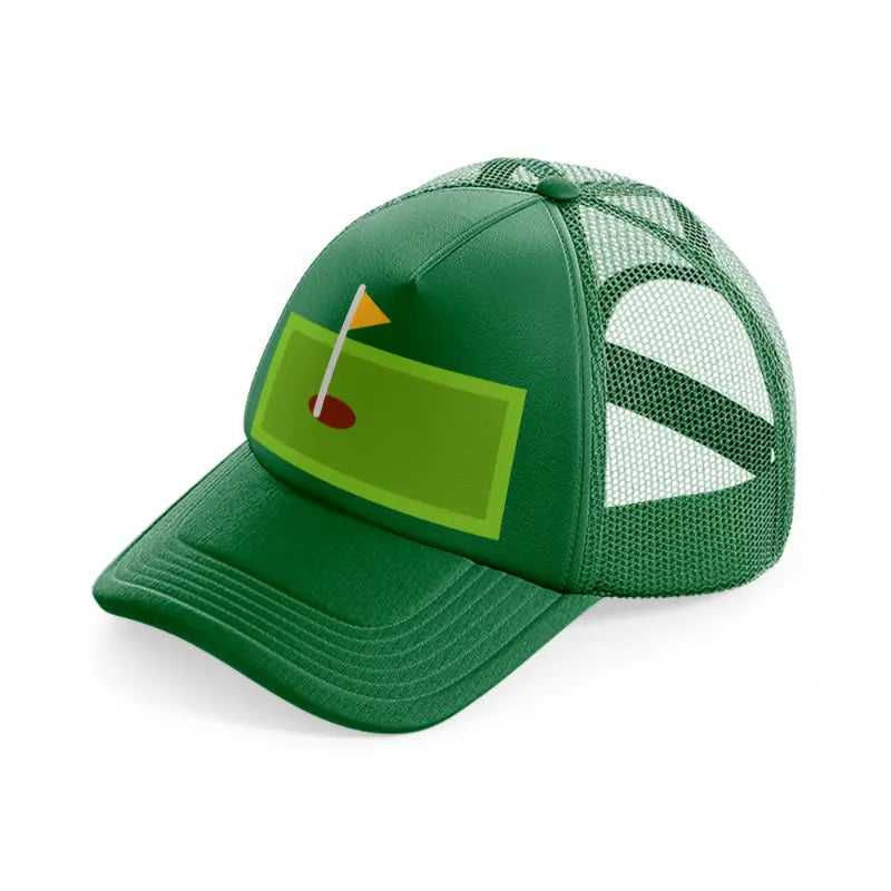 green mini golf field green trucker hat