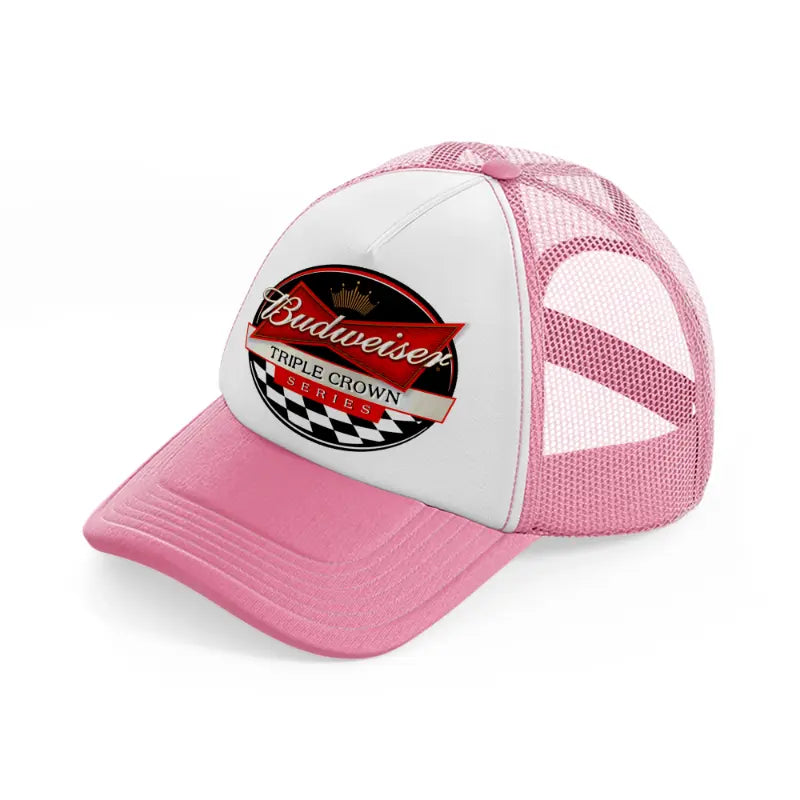 budweiser tripple crown series pink and white trucker hat