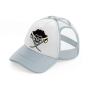 pirates skull mascot swords grey trucker hat