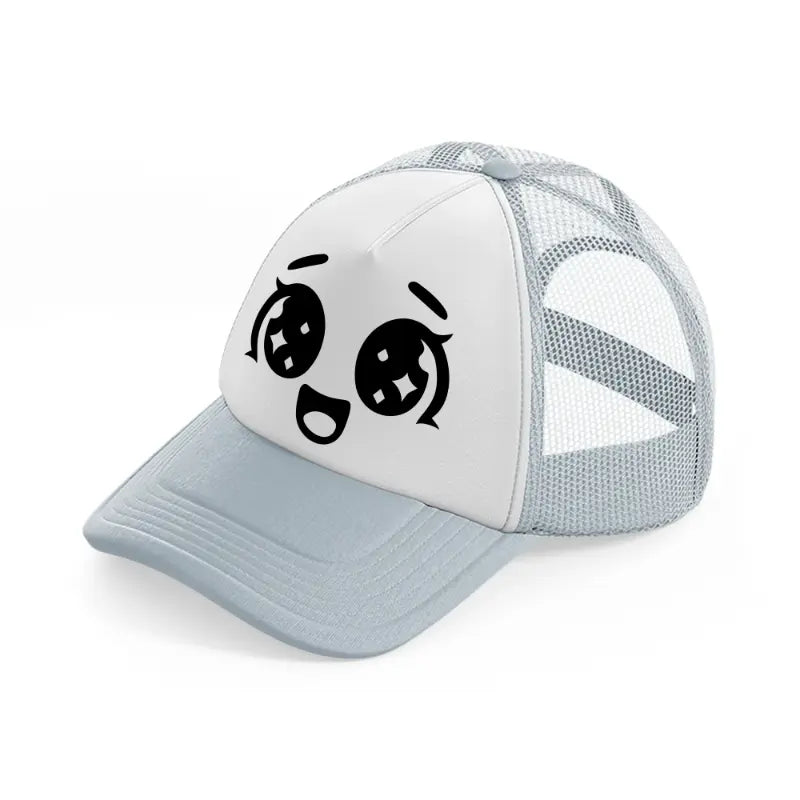 happy delight face grey trucker hat