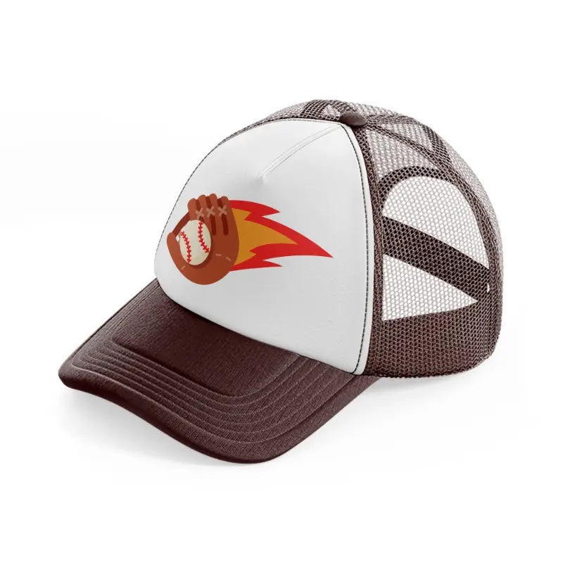 baseball catch brown trucker hat