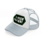 fish on! green grey trucker hat