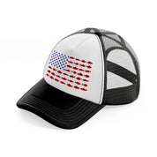 usa fish flag-black-and-white-trucker-hat