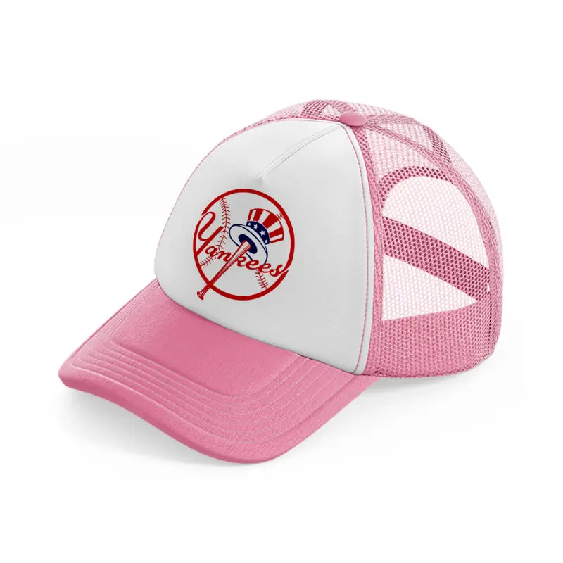 newyork yankees vintage-pink-and-white-trucker-hat
