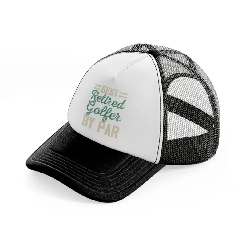 best retired golfer by par grey-black-and-white-trucker-hat