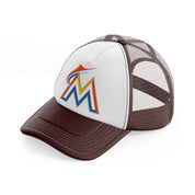 miami marlins emblem-brown-trucker-hat