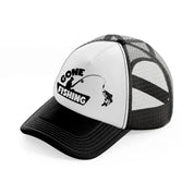 gone fishing boat-black-and-white-trucker-hat