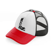 dark art work red and black trucker hat