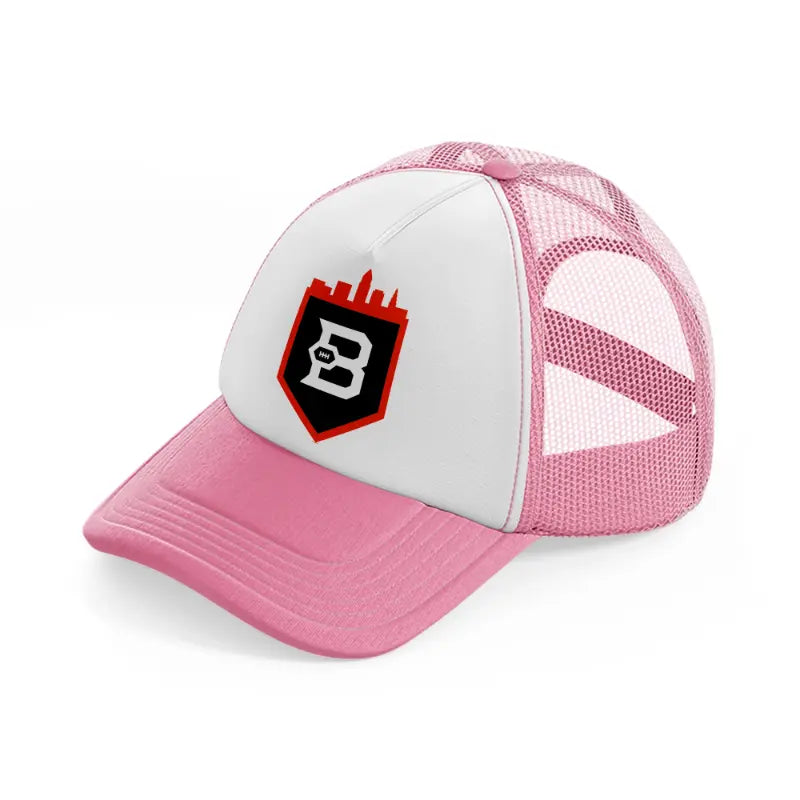 cleveland browns badge-pink-and-white-trucker-hat
