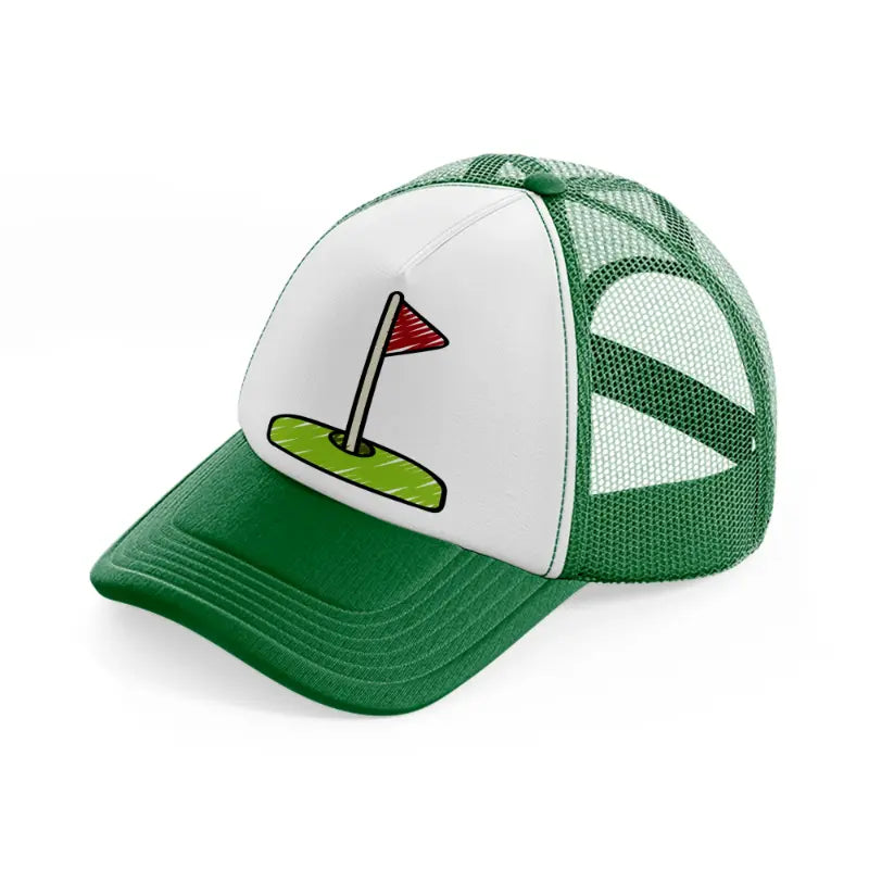 golf flag-green-and-white-trucker-hat