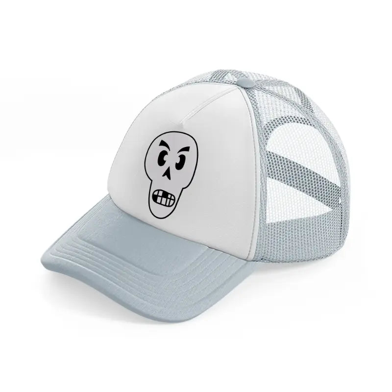 angry skull-grey-trucker-hat