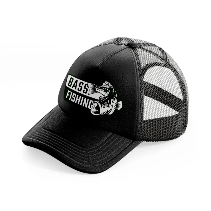 bass fishing-black-trucker-hat