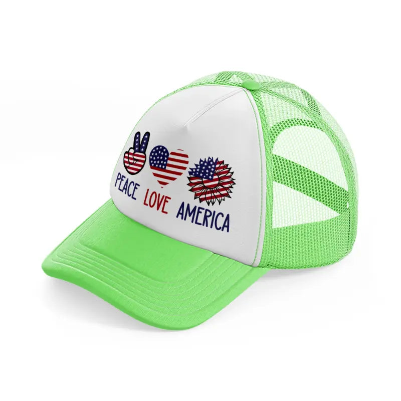 peace love america-01-lime-green-trucker-hat