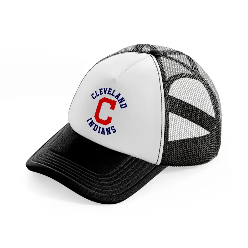 cleveland indians circle black and white trucker hat