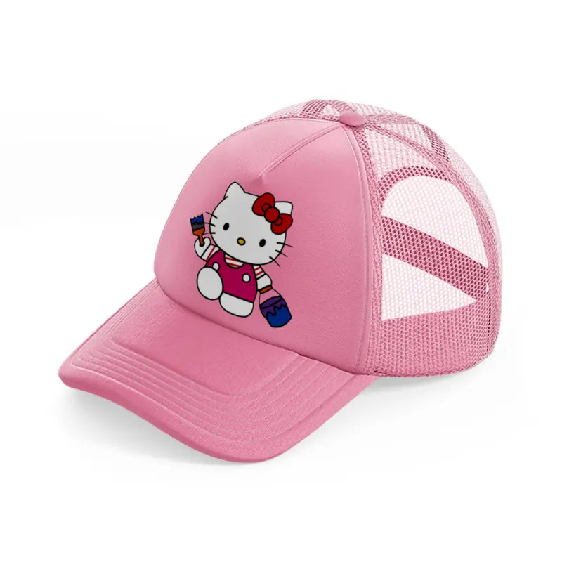 hello kitty painter-pink-trucker-hat