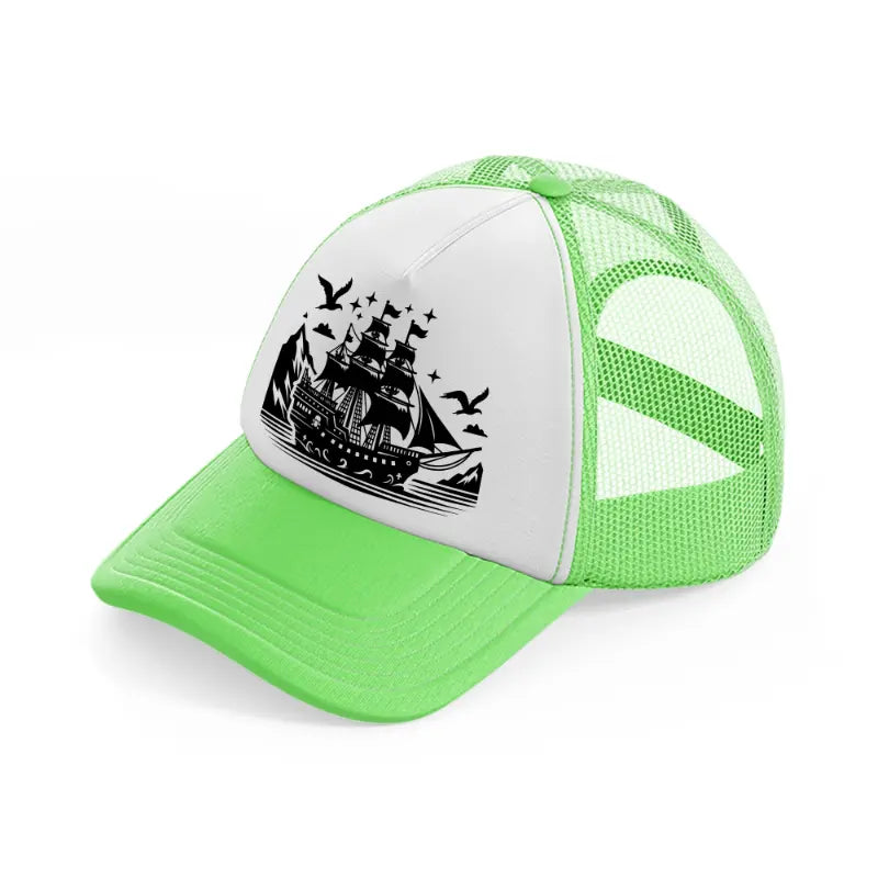 ship & birds lime green trucker hat