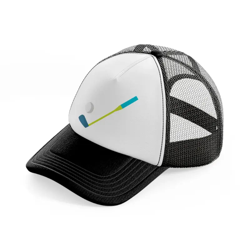 golf stick blue-black-and-white-trucker-hat