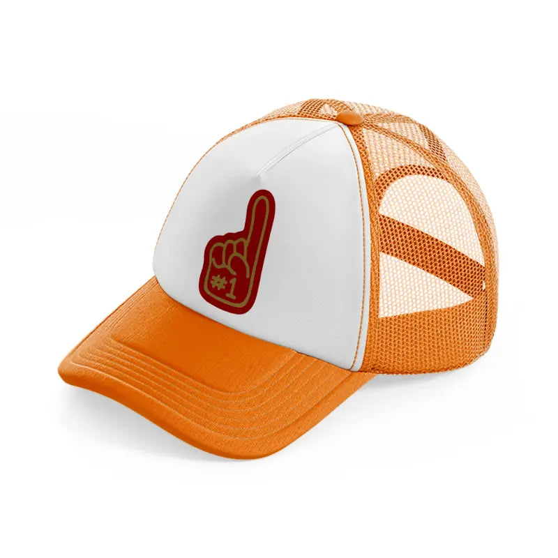 49ers #1 fan finger-orange-trucker-hat