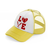 love baseball red yellow trucker hat