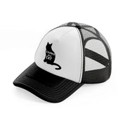 karma is a cat b&w black and white trucker hat