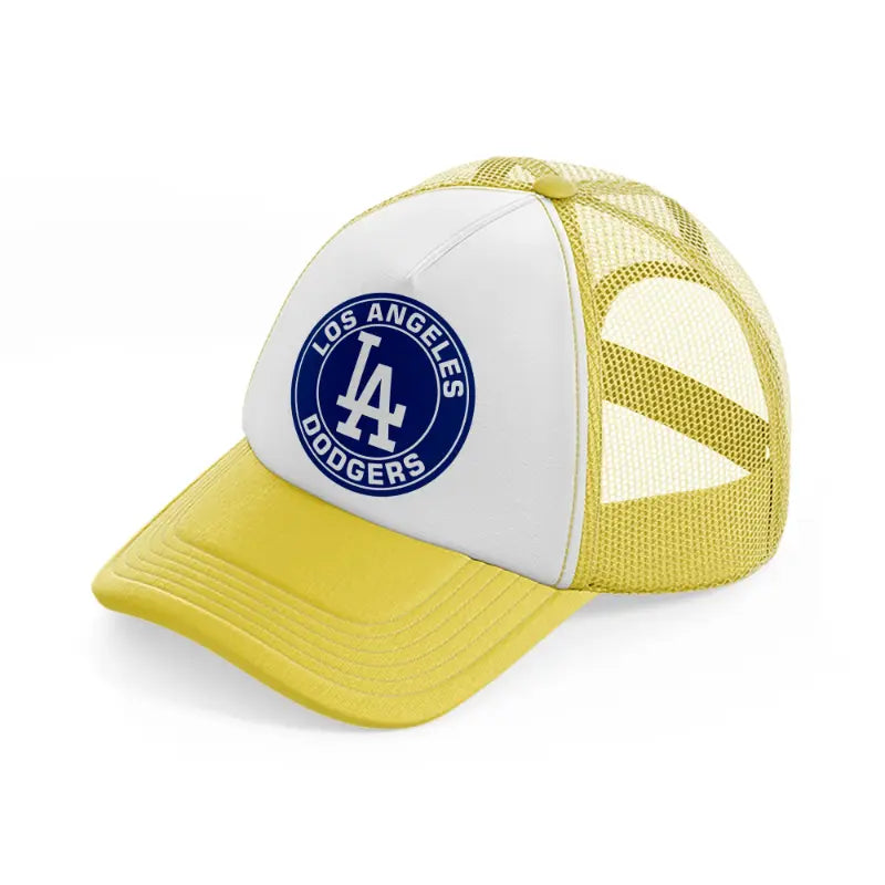 los angeles dodgers badge-yellow-trucker-hat