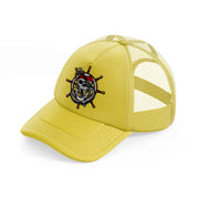 pirates skull mascot wheel-gold-trucker-hat