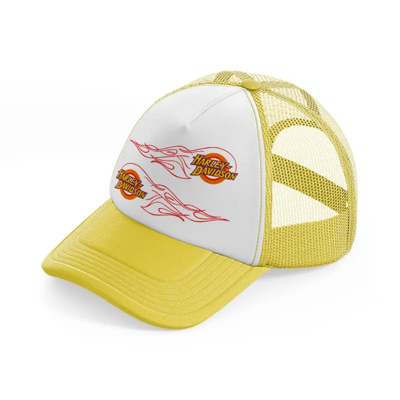 harley-davidson fire wheels-yellow-trucker-hat