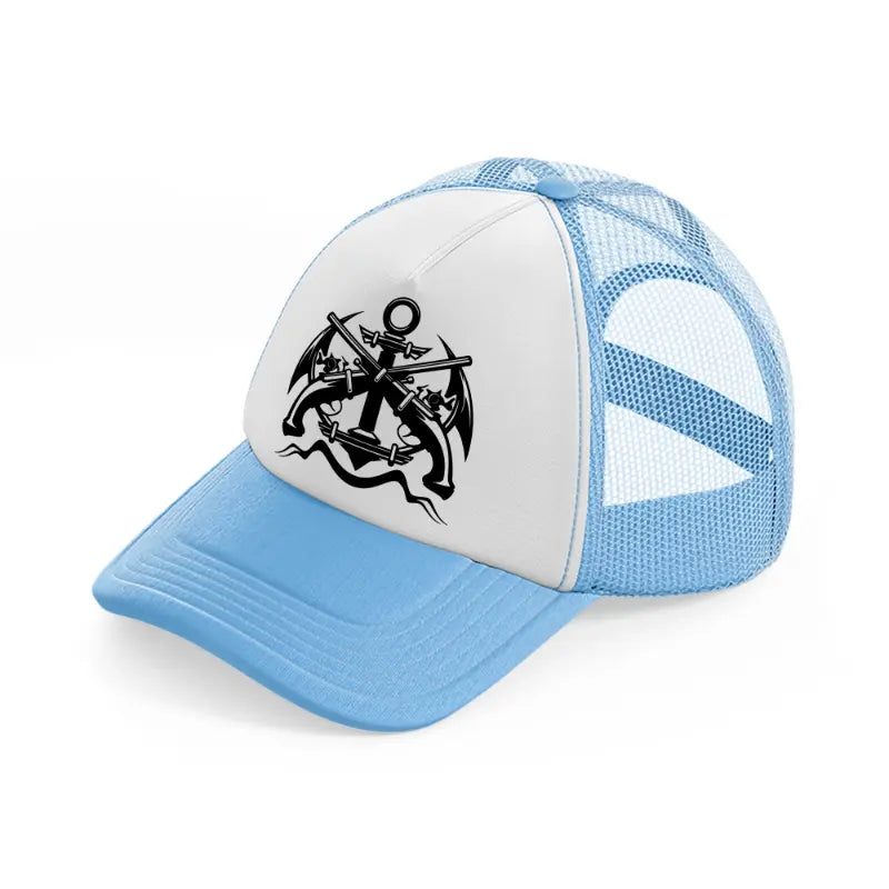 anchor guns symbol-sky-blue-trucker-hat