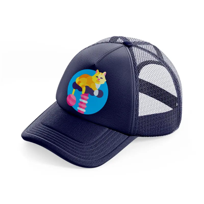 cat navy blue trucker hat