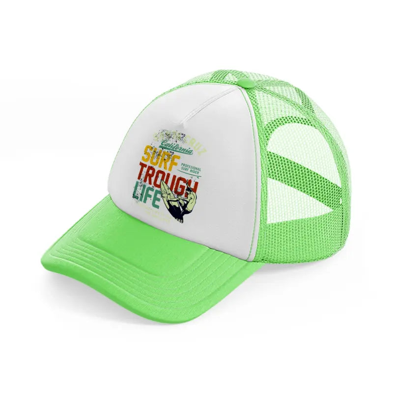 surf through life santa cruz-lime-green-trucker-hat