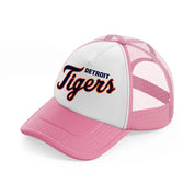 detroit tigers fan pink and white trucker hat