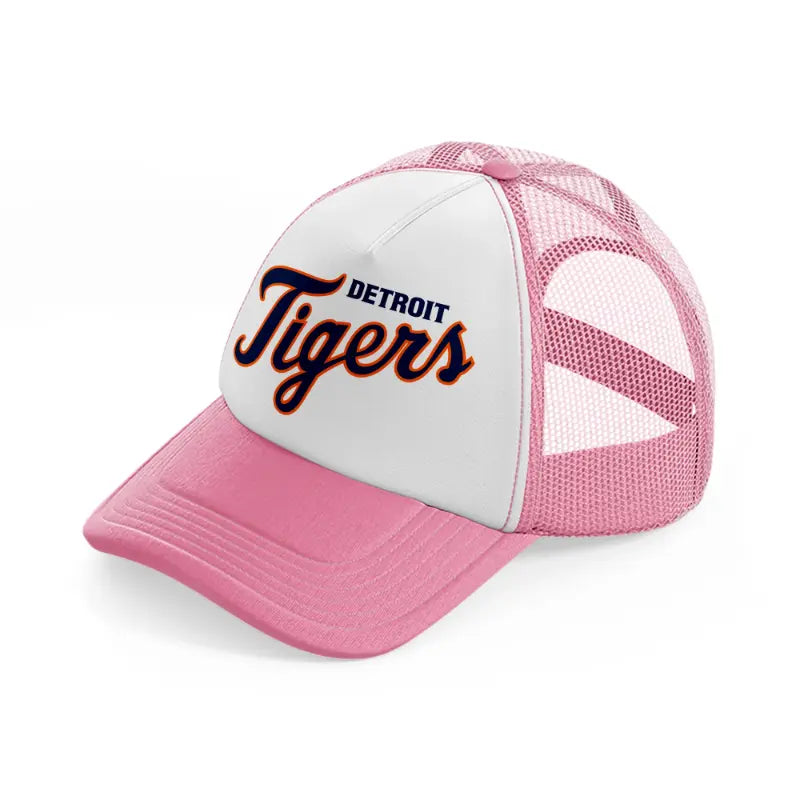 detroit tigers fan pink and white trucker hat