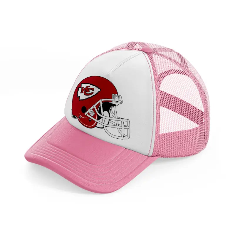 kansas city chiefs helmet-pink-and-white-trucker-hat