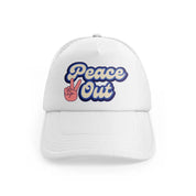 peace out-white-trucker-hat