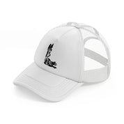 dark art work white trucker hat