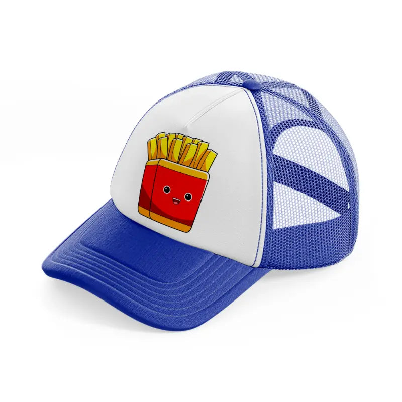 french fries-blue-and-white-trucker-hat