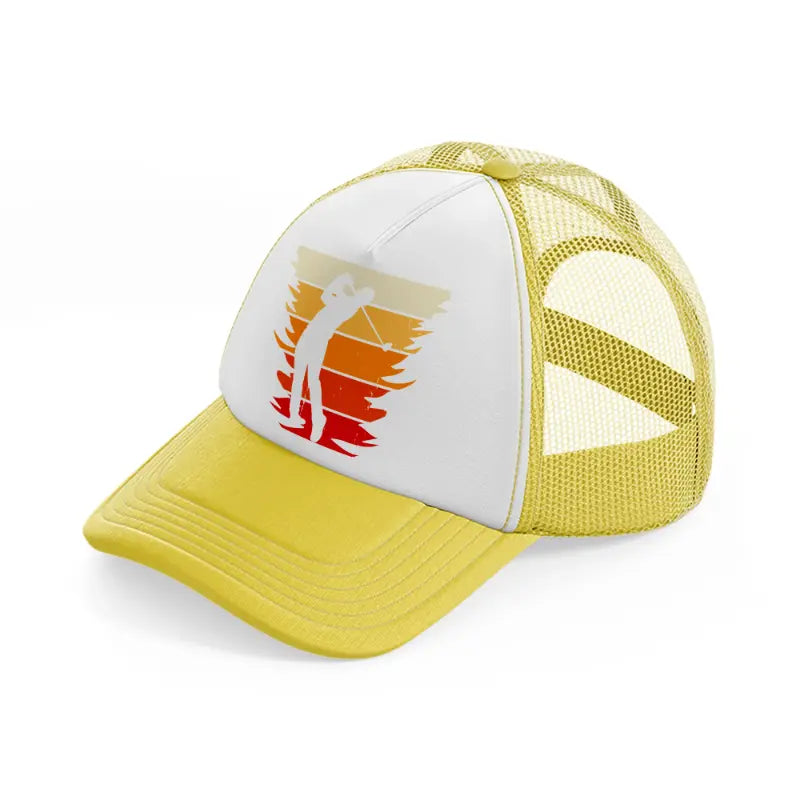 golf player retro yellow trucker hat