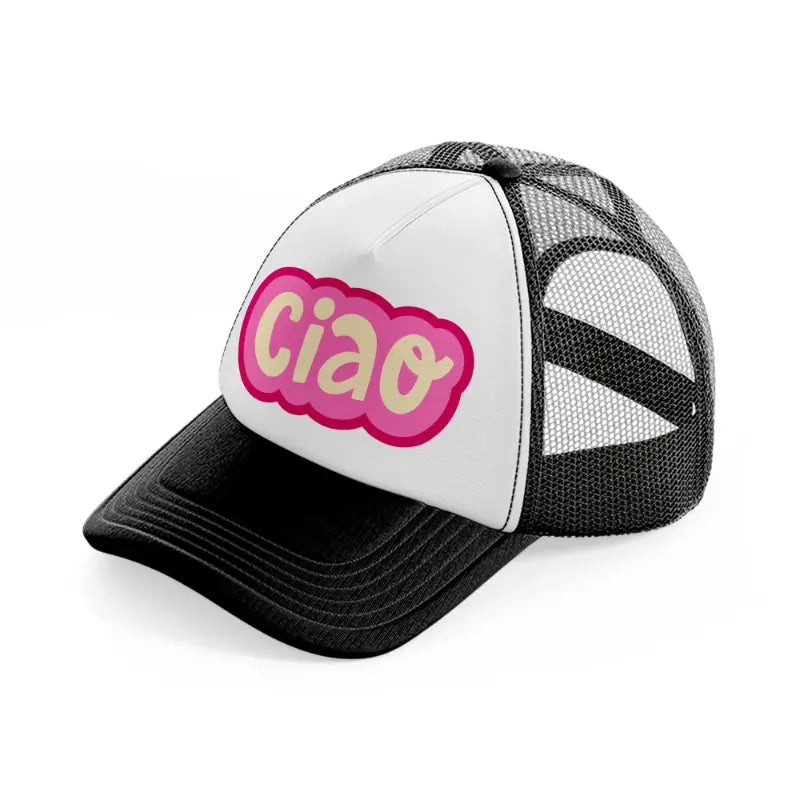 ciao pink black and white trucker hat