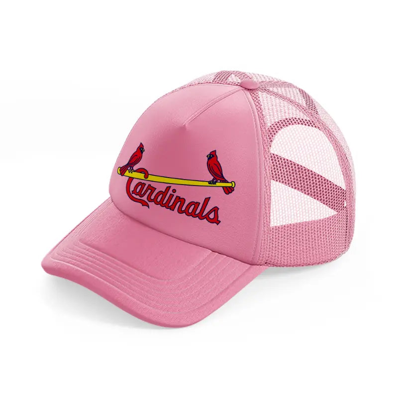 st louis cardinals vintage emblem pink trucker hat